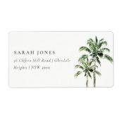Tropical Beach Palm Trees Wasserfarben-Adressetike (Vorne)