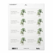 Tropical Beach Palm Trees Wasserfarben-Adressetike (Vorne)