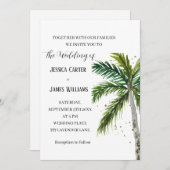 Tropical Beach Palm Trees Wasserfarbenhochzeit Einladung (Vorne/Hinten)