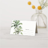 Tropical Beach Palm Trees Wasserfarbenhochzeit Platzkarte (Rückseite)