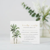 Tropical Beach Palm Trees Wasserfarbenhochzeit Rsv RSVP Karte (Stehend Vorderseite)