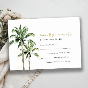 Tropical Beach Palm Trees Wasserfarbenhochzeit Rsv RSVP Karte