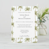 Tropical Beach Palm Trees Wedding Einladung (Stehend Vorderseite)