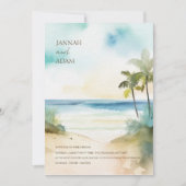 Tropical Beach Palm Trees Wedding Einladung (Vorderseite)