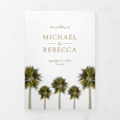 Tropical Beach Palm Trees Wedding Foto Dreifach Gefaltete Einladung (Cover)