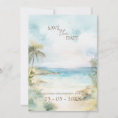 Tropical Beach Palm Trees Wedding Save The Date (Vorderseite)