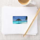 Tropical Beach Palm Umbrella Adressaufkleber (Insitu)