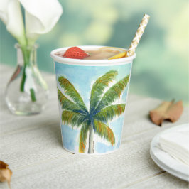 Tropical Beach Palme an einem sonnigen Tag Pappbecher