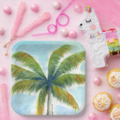 Tropical Beach Palme an einem sonnigen Tag Pappteller (Party)