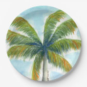 Tropical Beach Palme an einem sonnigen Tag Pappteller (Vorderseite)