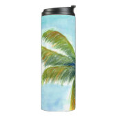 Tropical Beach Palme an einem sonnigen Tag Thermosbecher (Nach links gedreht)