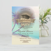 Tropical Beach Palms Abschluss Einladung (Stehend Vorderseite)