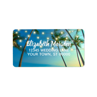 Tropical Beach Palms Lights UAWG Rücksendeadresse Adressaufkleber
