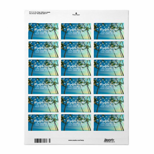 Tropical Beach Palms Lights UAWG Rücksendeadresse Adressaufkleber (Vorne)