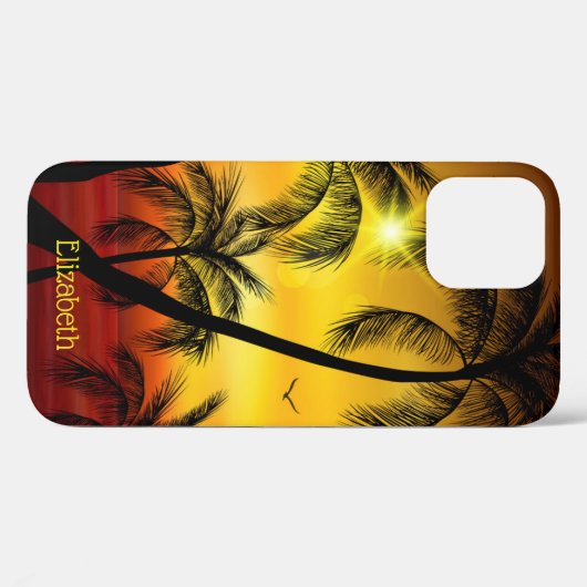 Tropical Beach Palms Personalisiert Case-Mate iPhone Hülle (Rückseite (Horizontal))