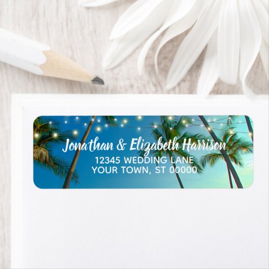 Tropical Beach Palms String Lights Rücksendeadress (Insitu)