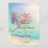 Tropical Beach Palms Summer Sweet 16 Party Einladung (Vorne/Hinten)