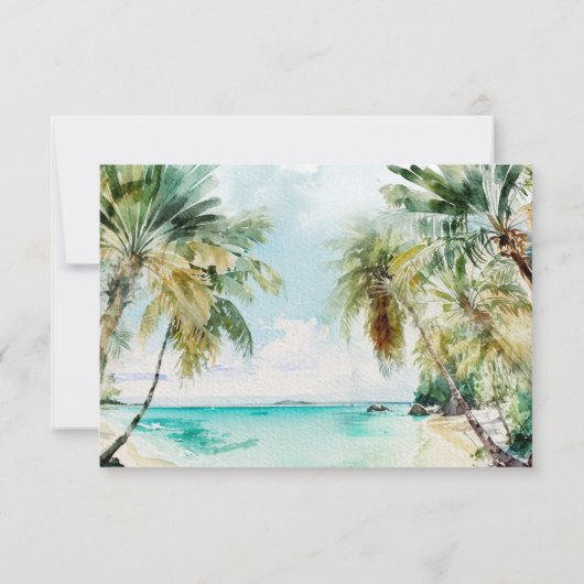 Tropical Beach Palms Wedding RSVP (Rückseite)