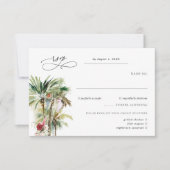 Tropical Beach Palms Wedding RSVP Karte (Vorderseite)