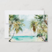 Tropical Beach Palms Wedding RSVP Karte (Rückseite)