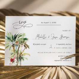 Tropical Beach Palms Wedding RSVP Karte