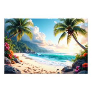 Tropical Beach Paradise bei Sonnenaufgang Fotodruck