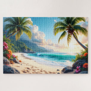 Tropical Beach Paradise bei Sonnenaufgang Puzzle
