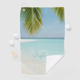 Tropical Beach Paradise Monogram Elegante Palme Tr Golfhandtuch
