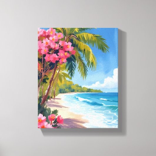 Tropical Beach Paradise | Ocean Painting Leinwanddruck (Vorderseite)