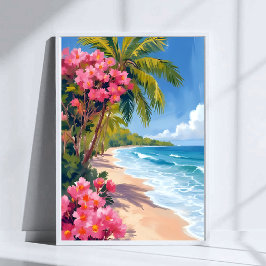 Tropical Beach Paradise | Ocean Painting Poster