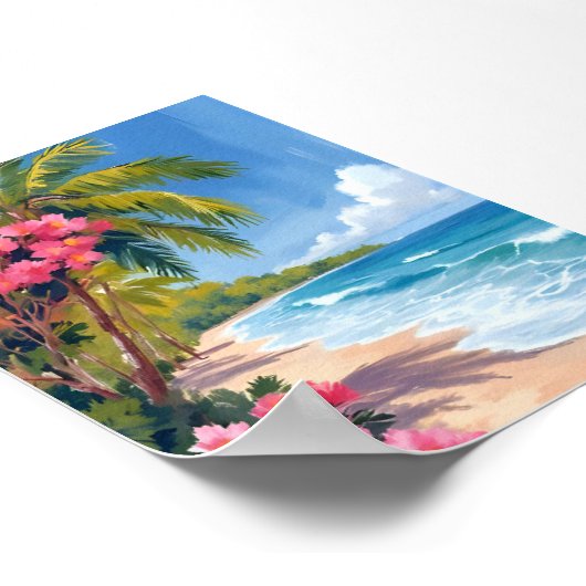 Tropical Beach Paradise | Ocean Painting Poster (Ecke)