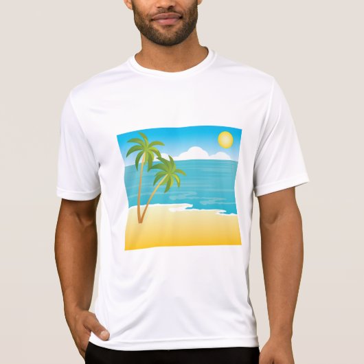 Tropical Beach Paradise with Palm Trees T-Shirt (Vorderseite)
