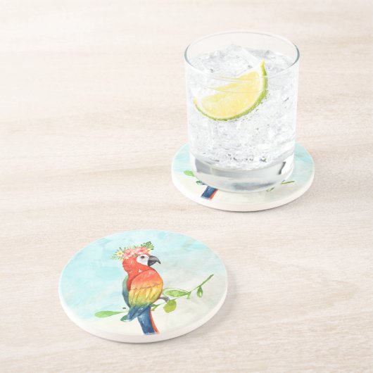 Tropical Beach Parrot Untersetzer (Seite)