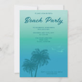 Tropical Beach Party Aqua Blue Palm Trees Geburtst Einladung (Vorderseite)