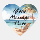 Tropical Beach Party Herz-Aufkleber (Vorderseite)