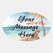 Tropical Beach Party Ovaler Aufkleber (Vorderseite)