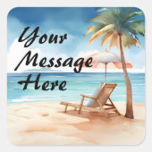 Tropical Beach Party Quadratischer Aufkleber (Vorderseite)