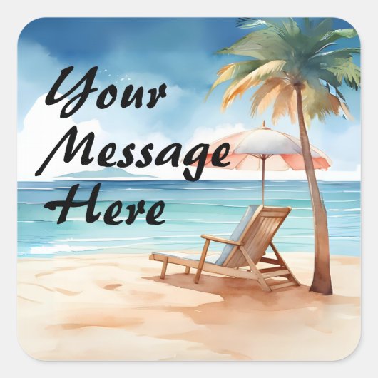 Tropical Beach Party Quadratischer Aufkleber (Vorderseite)