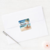 Tropical Beach Party Quadratischer Aufkleber (Umschlag)