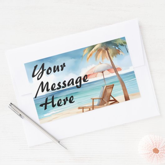 Tropical Beach Party Rechteckiger Aufkleber (Umschlag)