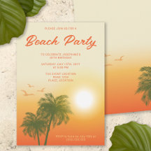 Tropical Beach Party Sunset Palm Trees Geburtstag