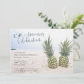 Tropical Beach Party zum 25-jährigen Jubiläum Einladung (Stehend Vorderseite)