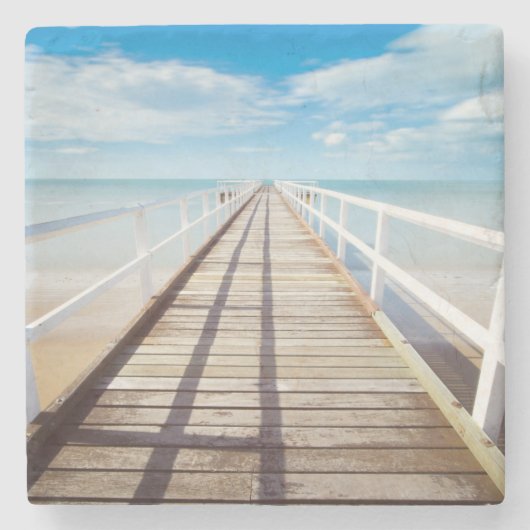 Tropical Beach Pier Steinuntersetzer (Vorderseite)