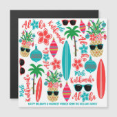 Tropical Beach Pineapa Mele Kalikimaka Magnetkarte (Vorne/Hinten)