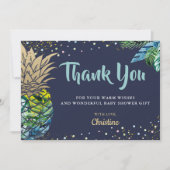 Tropical Beach Pineapa Navy Blue Danke Karte (Vorderseite)