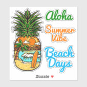 Tropical Beach Pineapine Vinyl Stickers Aufkleber (Blatt)