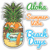 Tropical Beach Pineapine Vinyl Stickers Aufkleber (Vorderseite)