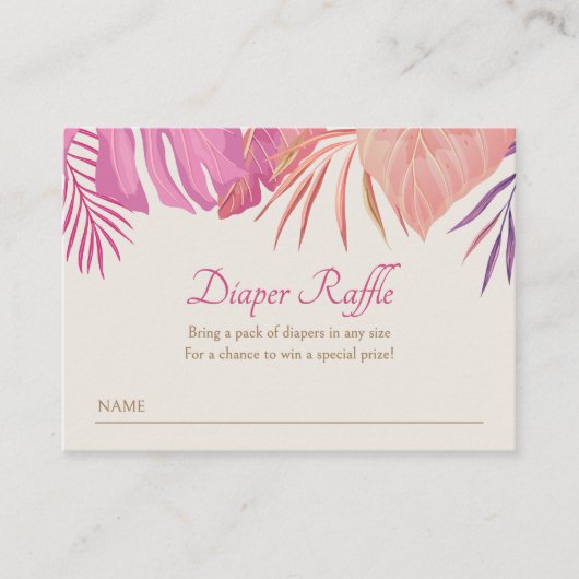 Tropical Beach Pink Diaper Raffel Begleitkarte (Vorderseite)