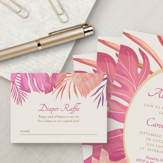 Tropical Beach Pink Diaper Raffel Begleitkarte