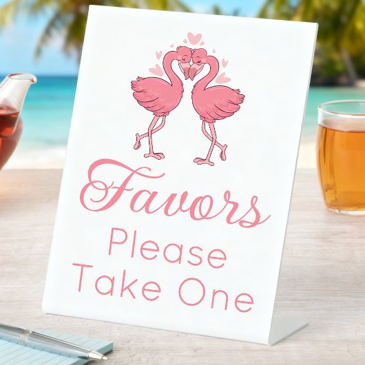 Tropical Beach Pink Flamingo Wedding Favors Sockelschild